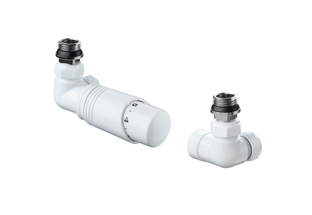 Terma Cylindrical Thermostatic Corner White Valves